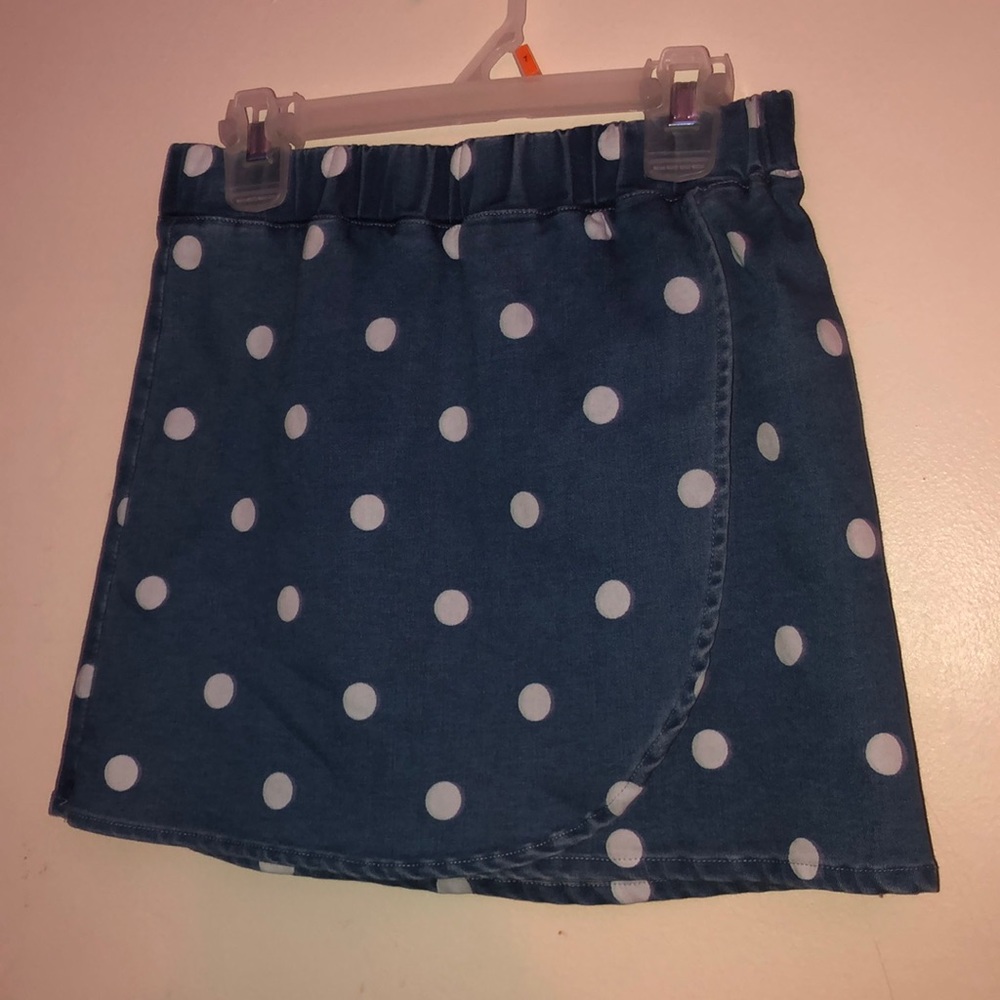 Polkadot light denim skirt